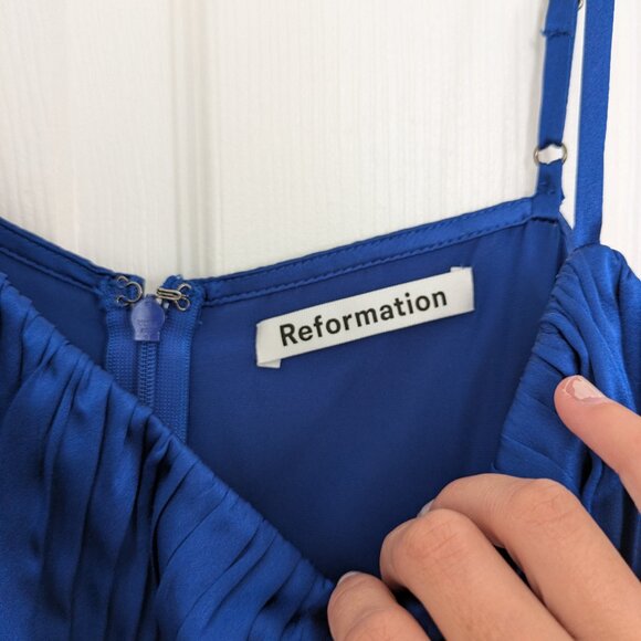 Blue Silk Reformation Mini Dress - Picture 3 of 5